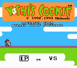 Yoshi's Cookie title screen for NES